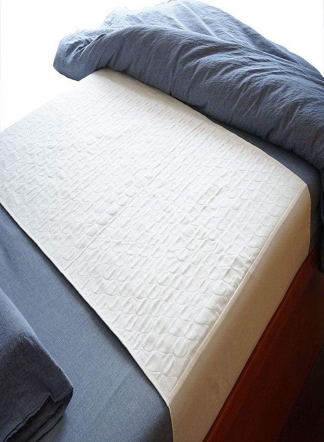 Careboree Pack of 2 Cotton Top-Layer Reusable Tuckable Underpads Incontinence Bed Pads Queen 34"X60" Washable 21" Wings - Image 1